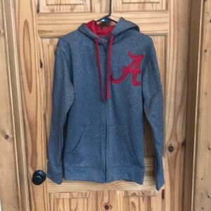 BOGO Gray Zip-Up Hoodie with Red 'A' Logo and Red Accents small Atlanta